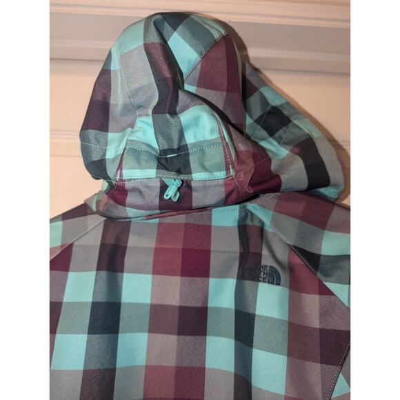 The North Face Coat Women’s XS Extra Small Hooded Jacket Green Purple Plaid - Picture 13 of 14